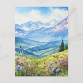 Wasserfarbengebirge Landschaft Hintergrund Postkarte