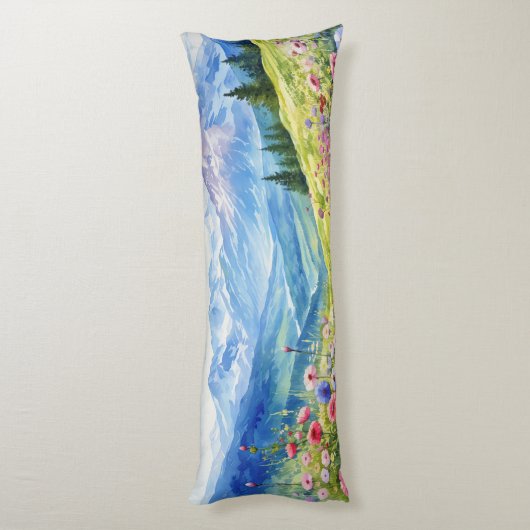 Wasserfarbengebirge Landschaft Hintergrund Seitenschläferkissen (Rückseite (Vertikal))