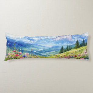 Wasserfarbengebirge Landschaft Hintergrund Seitenschläferkissen