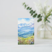 Wasserfarbengebirge Landschaft Hintergrund Visitenkarte (Stehend Vorderseite)