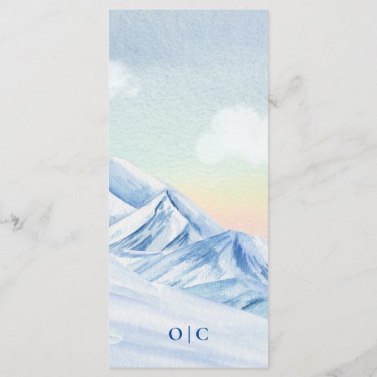 Wasserfarbengebirge Landschaft Rustikale Hochzeit Menükarte (Rückseite)