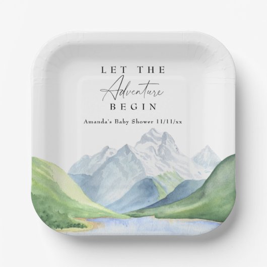 Wasserfarbengebirge - Lass des Abenteuers Pappteller (Vorderseite)