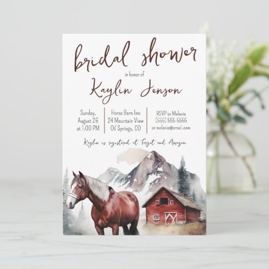 Wasserfarbengebirge mit Brautparty Einladung (Stehend Vorderseite)