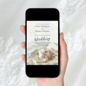 Wasserfarbengebirge mit digitaler Einladung