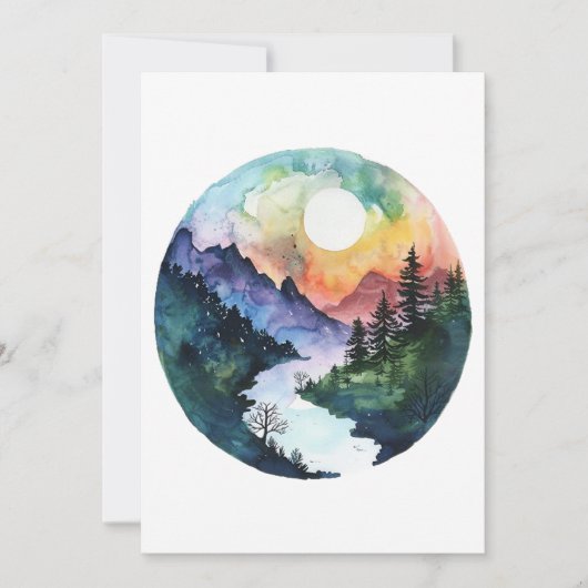 Wasserfarbengebirge Natur Dankeskarte (Vorderseite)