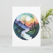 Wasserfarbengebirge Natur Dankeskarte (Stehend Vorderseite)