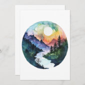 Wasserfarbengebirge Natur Dankeskarte (Vorne/Hinten)