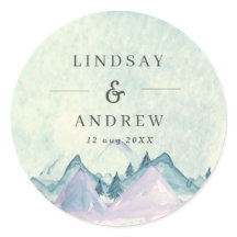 Wasserfarbengebirge Personalisierte Hochzeit