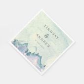 Wasserfarbengebirge Personalisierte Hochzeit Serviette (Ecke)