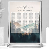 Wasserfarbengebirge Pine Wedding Chart Poster