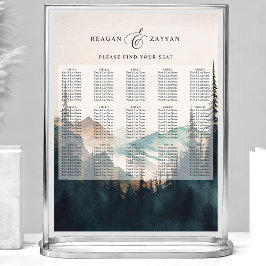Wasserfarbengebirge Pine Wedding Chart Poster