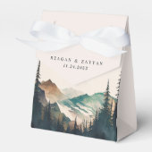 Wasserfarbengebirge Pinienwaldhochzeit Geschenkschachtel (Vorderseite)