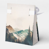 Wasserfarbengebirge Pinienwaldhochzeit Geschenkschachtel (Rückseite)