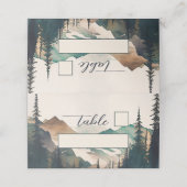 Wasserfarbengebirge Pinienwaldhochzeit Platzkarte (Außenseite Aufgefaltet)