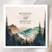 Wasserfarbengebirge Pinienwaldhochzeit Serviette