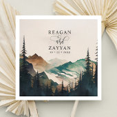 Wasserfarbengebirge Pinienwaldhochzeit Serviette