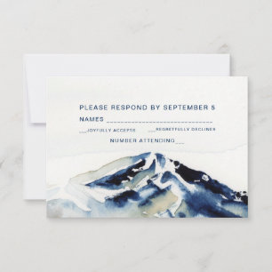 Wasserfarbengebirge RSVP-Karte Hochzeit von Navy W RSVP Karte