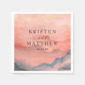 Wasserfarbengebirge Rustikale Sonnenuntergangssonn Serviette (Vorderseite)