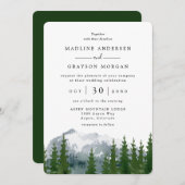 Wasserfarbengebirge Rustikale Waldhochzeit Einladung (Vorne/Hinten)