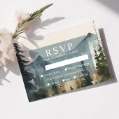 Wasserfarbengebirge und -kiefern mit RSVP-Karte RSVP Karte