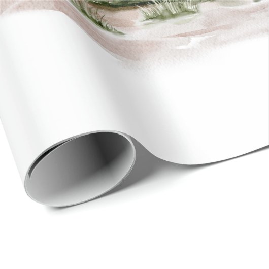 Wasserfarbengebirge und Wald Geschenkpapier (Rolleneckpunkt)