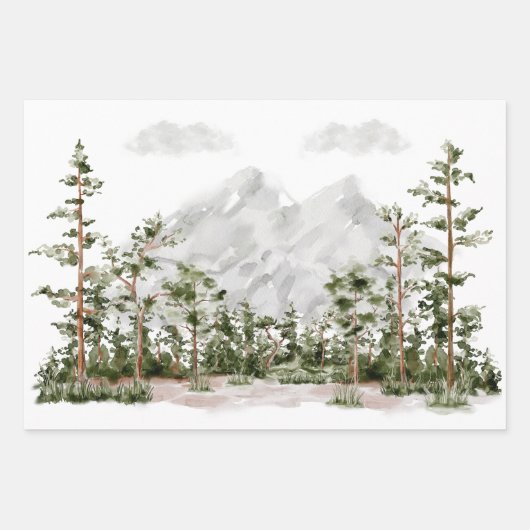 Wasserfarbengebirge und Wald Geschenkpapier Set (Vorderseite 2)