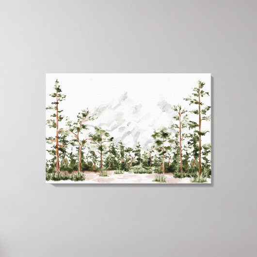 Wasserfarbengebirge und Wald Leinwanddruck (Vorderseite)