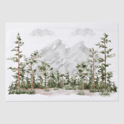 Wasserfarbengebirge und Wald Seidenpapier (Vorderseite)