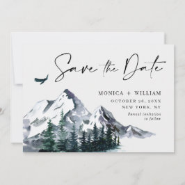 Wasserfarbengebirge Wälder Hochzeit Foto Save The Date