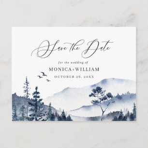 Wasserfarbengebirge Waldhochzeit retten das Datum Postkarte