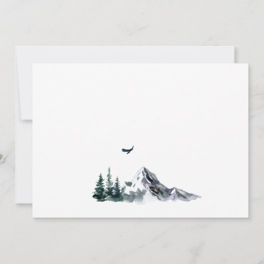 Wasserfarbengebirge Waldhochzeit Save The Date (Rückseite)