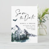 Wasserfarbengebirge Waldhochzeit Save The Date (Stehend Vorderseite)