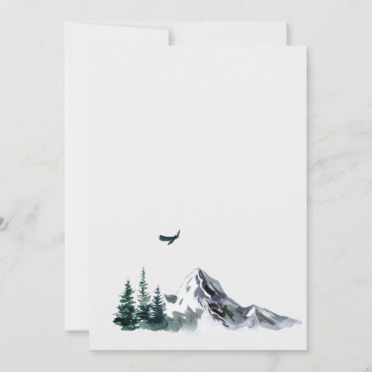 Wasserfarbengebirge Waldhochzeit Save The Date (Rückseite)