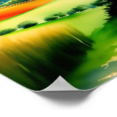 Wasserfarbengebirge Wiese Poster (Ecke)