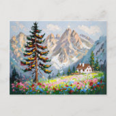 Wasserfarbengebirge Wildblumen Landschaft Postkarte (Vorderseite)