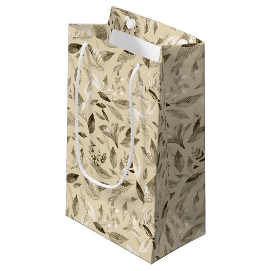 Wasserfarbengefallene Blätter 4 Kleine Geschenktüte (Vorderseite Schrägansicht)