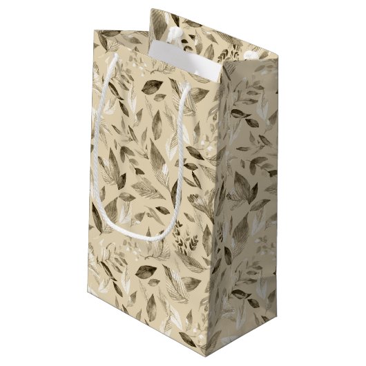 Wasserfarbengefallene Blätter 4 Kleine Geschenktüte (Rückseite Schrägansicht)