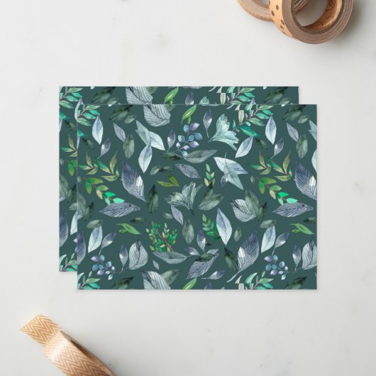 Wasserfarbengefallene Blätter 5 Mitteilungskarte (Vorderseite/Rückseite Beispiel)