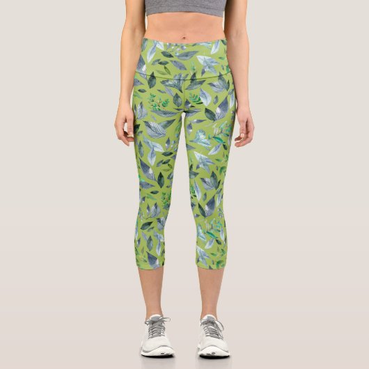 Wasserfarbengefallene Blätter 6 Capri Leggings (Vorderseite)