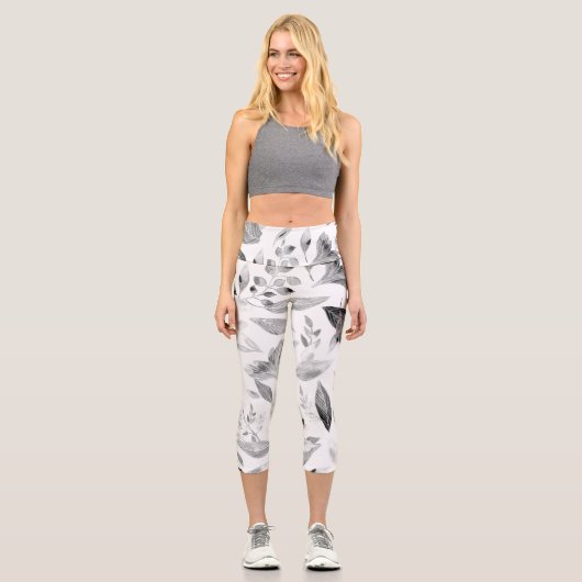 Wasserfarbengefallene Blätter 8 Capri Leggings (Vorderseite)