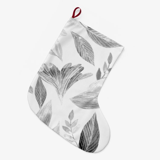 Wasserfarbengefallene Blätter 8 Großer Weihnachtsstrumpf (Vorderansicht (hängend))