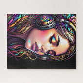 Wasserfarbengefestigte Glasseidene mit Kopfhörern Puzzle (Horizontal)