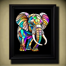 Wasserfarbengefestigtes Glas Elefant 4:5 Poster