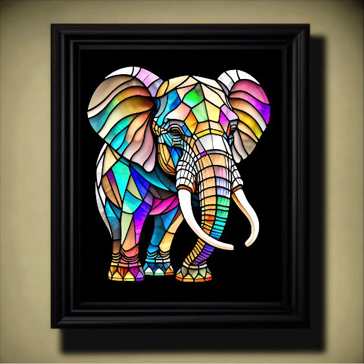 Wasserfarbengefestigtes Glas Elefant 4:5 Poster