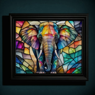Wasserfarbengefestigtes Glas Elefant 5:4 Poster