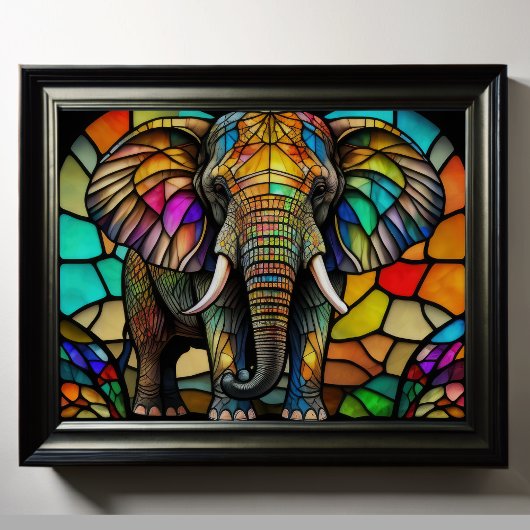 Wasserfarbengefestigtes Glas Elefant 5:4 Poster