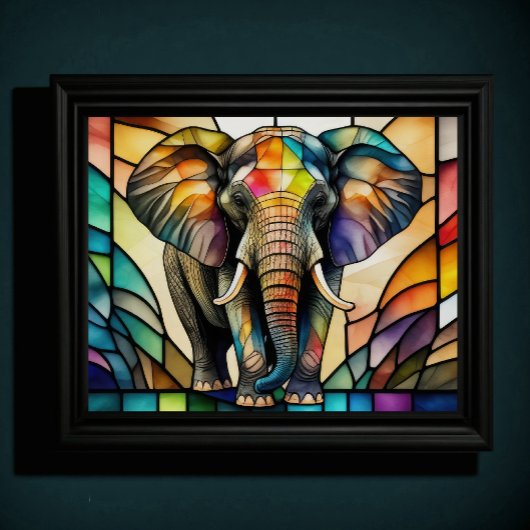 Wasserfarbengefestigtes Glas Elefant 5:4 Poster