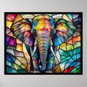 Wasserfarbengefestigtes Glas Elefant 5:4 Poster (Vorne)