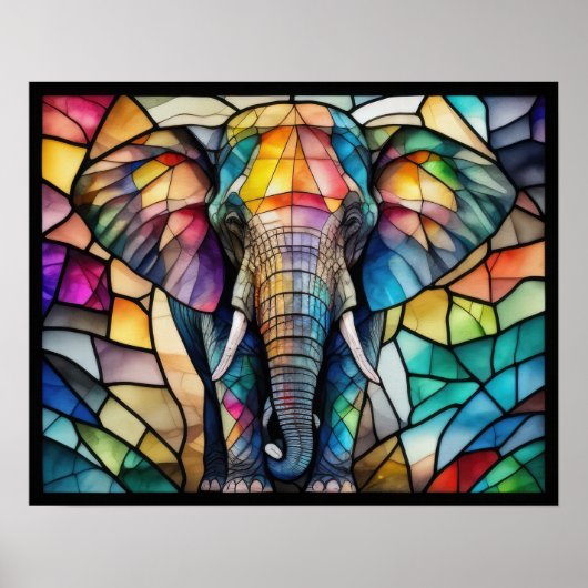 Wasserfarbengefestigtes Glas Elefant 5:4 Poster (Vorne)
