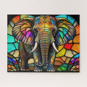 Wasserfarbengefestigtes Glas Elephant Puzzle